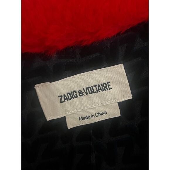 Zadig & Voltaire Jacket M/L Red Freeze Color Faux Fur Coat Medium Large - Picture 8 of 9